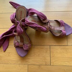 Miss Sixty Purple Wrap-Heel Sandals with Ties